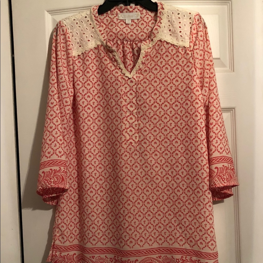 WEEKEND By SUZANNE BETRO 3/4 Sleeve Tunic Top M